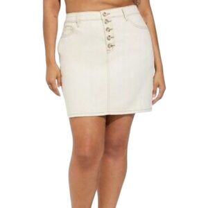 Torrid Denim Jean Beige Neutral Mini Skirt Button Fly Women's Plus Size 18